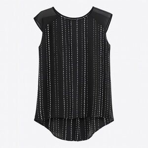 Apt.9 blouse short sleeve back buttons shirt Black and White striped women’s M